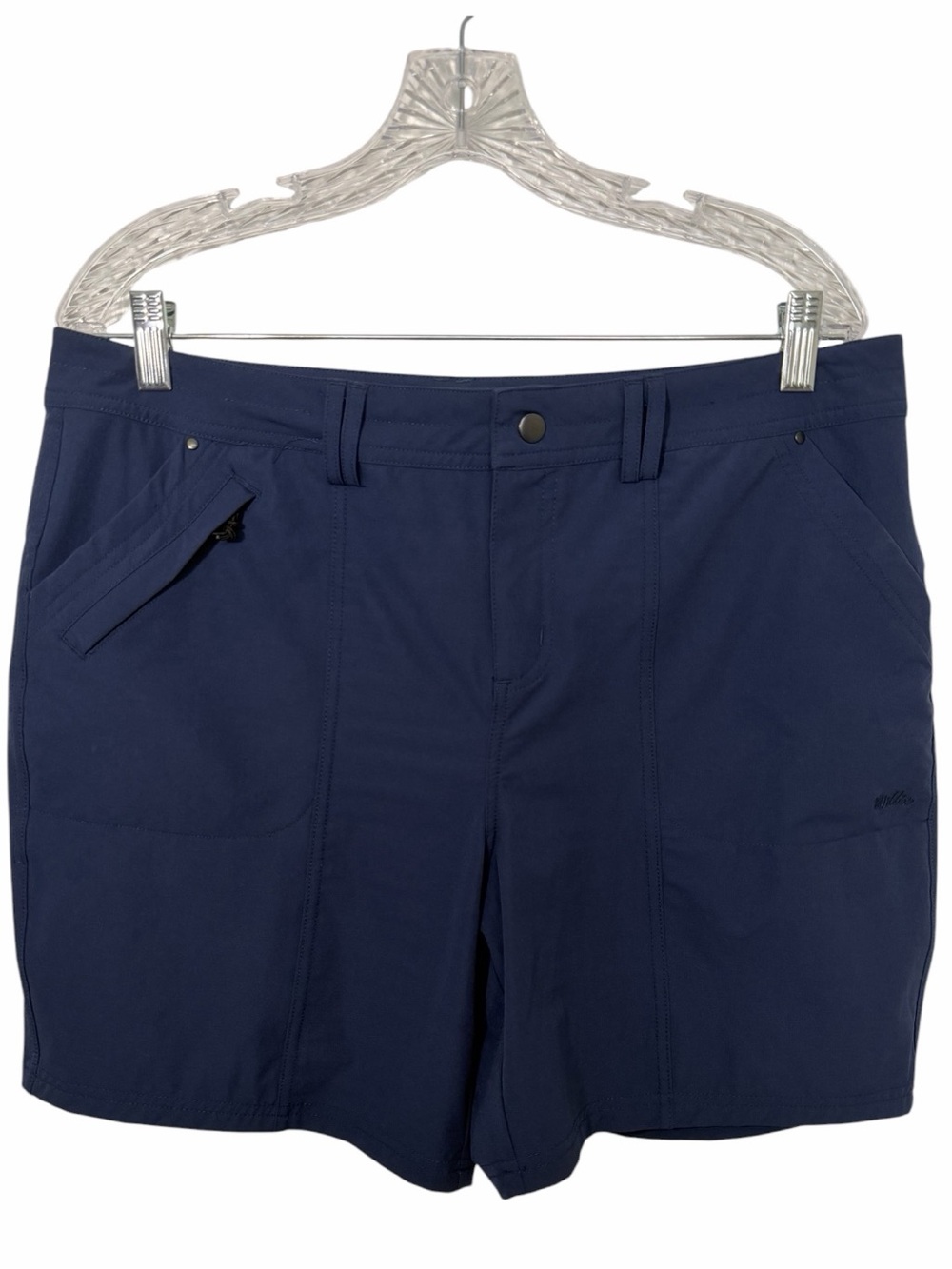 Willit Shorts Womens Sz 14 Blue Zip Pockets Performance Quick Dry Stretch Hiking